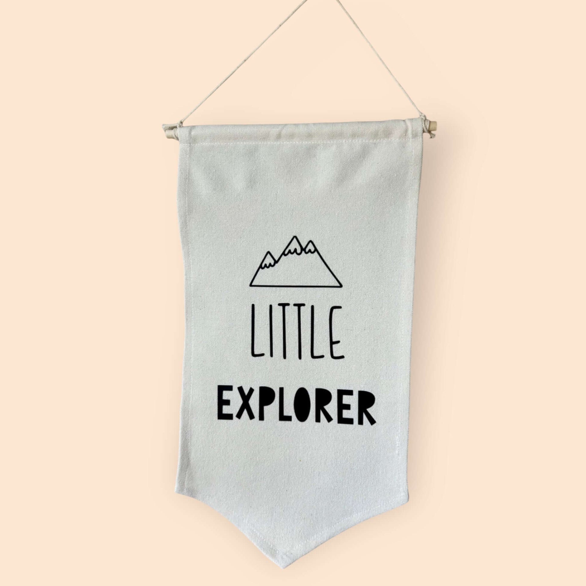 Cotton wall hanging with my little explorer on it