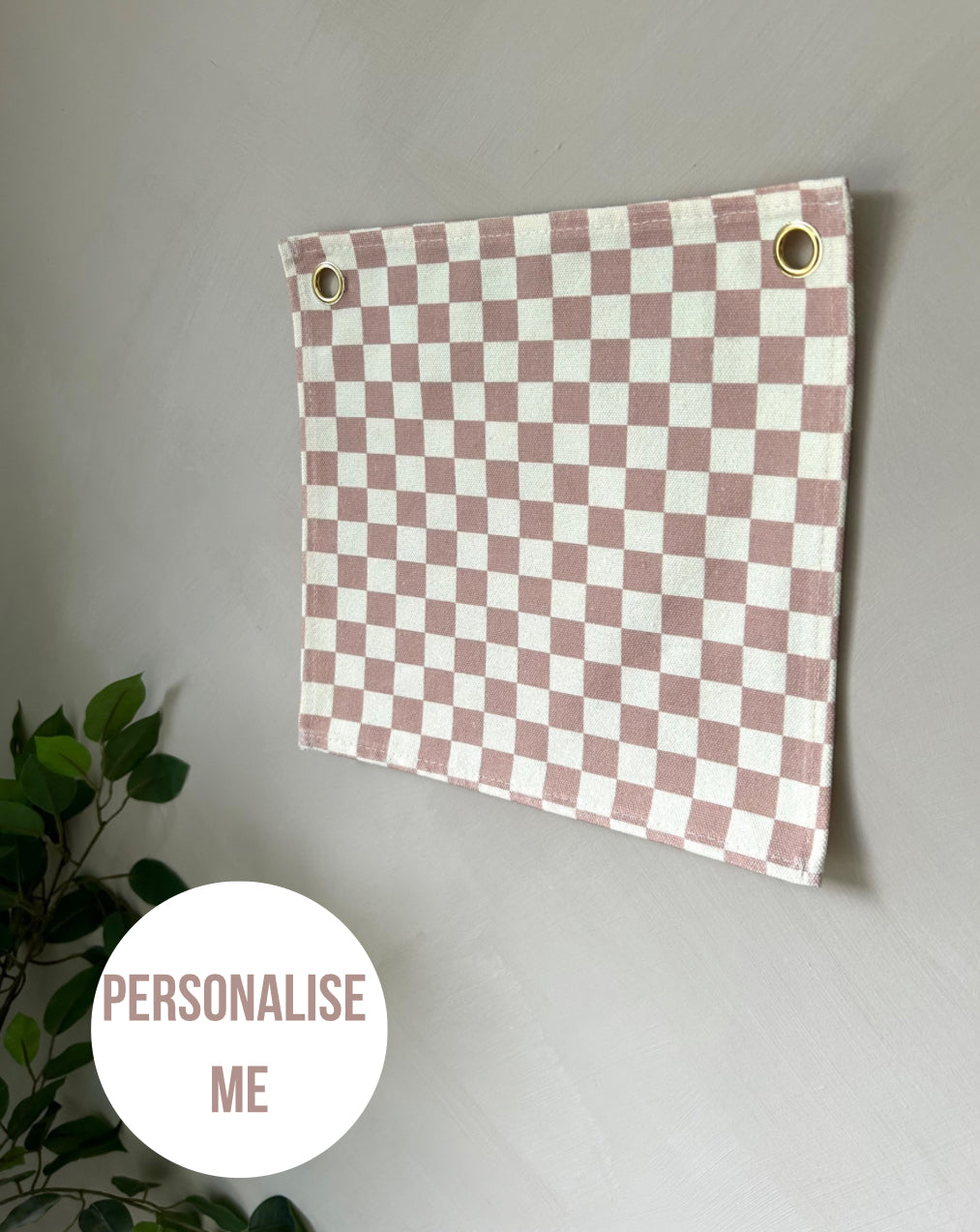 pink checkerboard wall flag